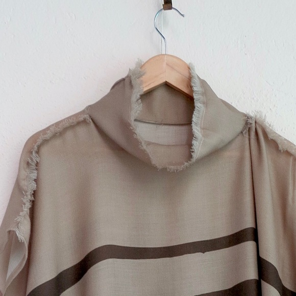 Wool Kaftan Fringe Mock Neck - Picture 2 of 2